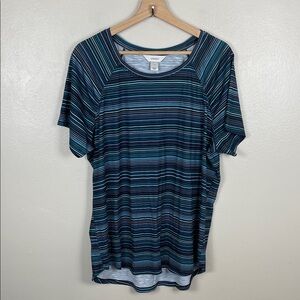 CJ Banks 1X Blue Striped Short Sleeve Tee. NWOT